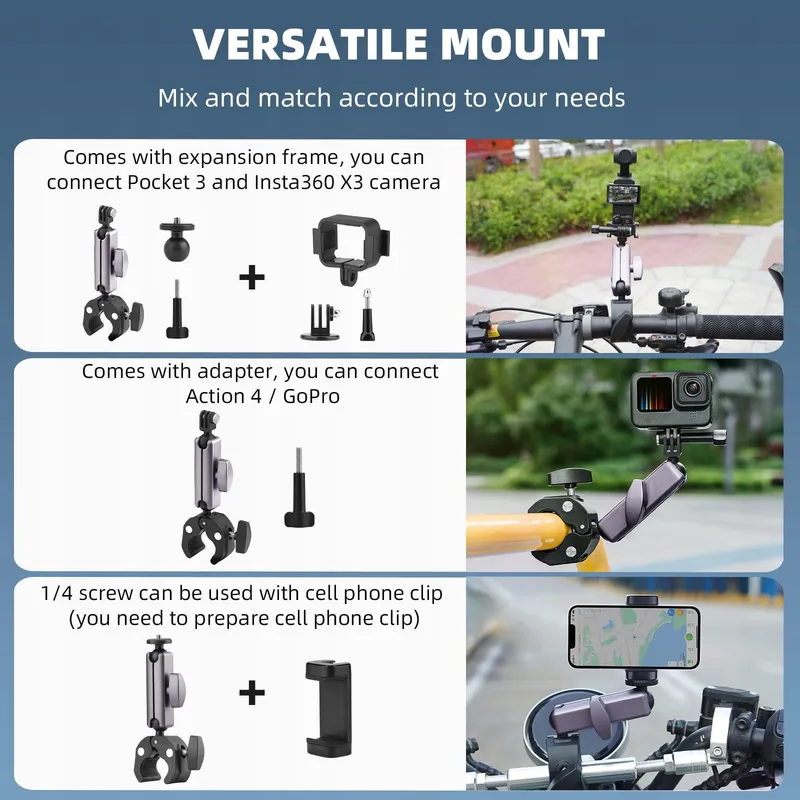 BRDRC Fiets Motor Houder Aluminium Insta360 DJI GoPro Versie 1 — foto 2