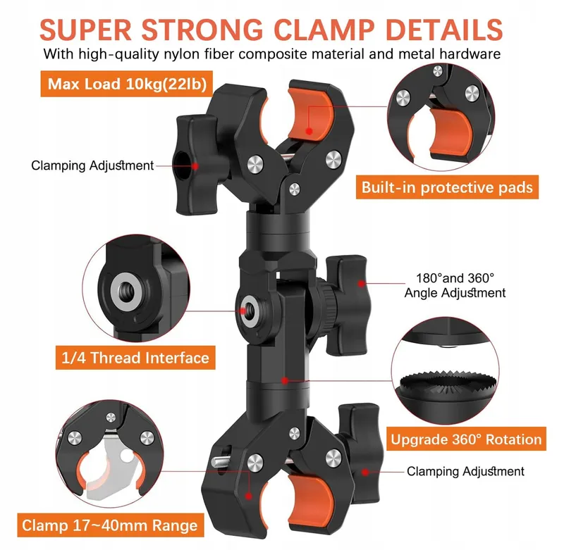 UNSTINCER Dubbele Klem Magic Arm Insta360 X5 X4 X3 Fiets — foto 2