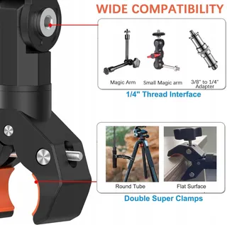 UNSTINCER Dubbele Klem Magic Arm Insta360 X5 X4 X3 Fiets — miniatuur 4