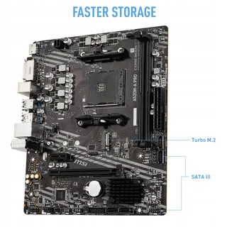 MSI A520M-A PRO Moederbord AMD AM4 DDR4 M.2 HDMI Micro-ATX — miniatuur 3