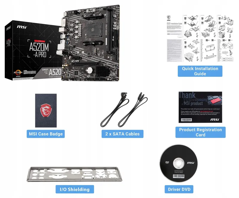 MSI A520M-A PRO Moederbord AMD AM4 DDR4 M.2 HDMI Micro-ATX — foto 6