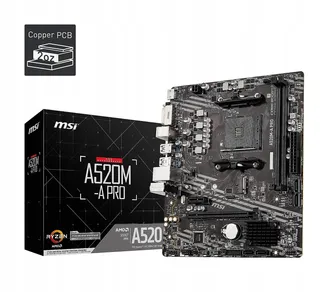 MSI A520M-A PRO Moederbord AMD AM4 DDR4 M.2 HDMI Micro-ATX — miniatuur 1