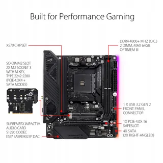ASUS ROG Crosshair VIII Impact Moederbord AM4 WiFi 6 USB 3.2 — miniatuur 3