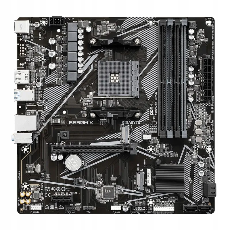 GIGABYTE B550M K Moederbord Ryzen 5000 AM4 DDR4 M.2 USB3.2 PCIe4.0 — foto 2