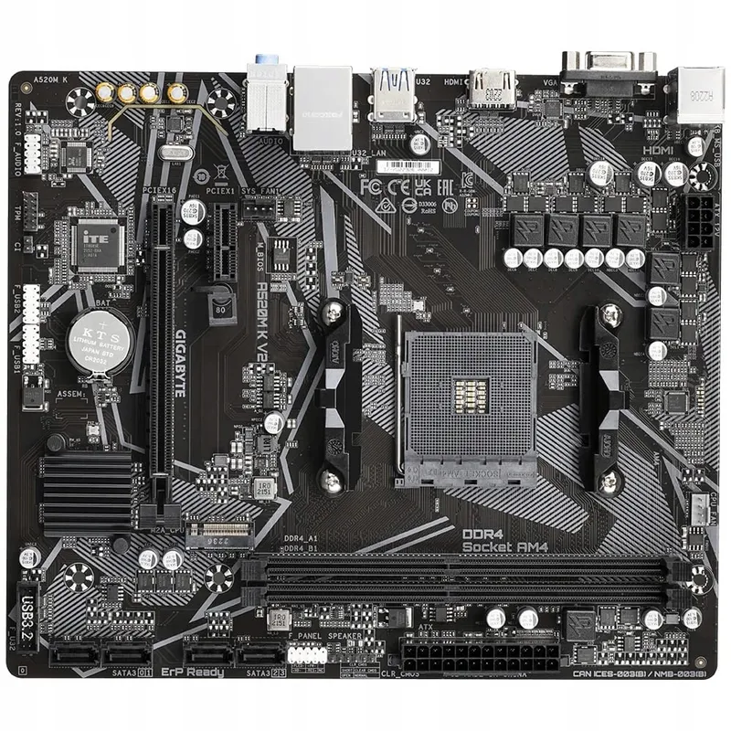 GIGABYTE A520M K V2 MicroATX Moederbord AMD A520 Chipset — foto 4