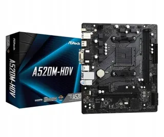 ASROCK A520M-HDV Moederbord AM4 DDR4 Micro-ATX M.2 HDMI USB 3.2