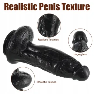 REALISTISCHER Dildo Zwart 33cm 8cm Diameter G-Punt Zuignap — miniatuur 5