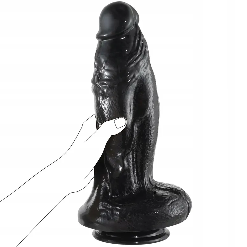 REALISTISCHER Dildo Zwart 33cm 8cm Diameter G-Punt Zuignap — foto 1