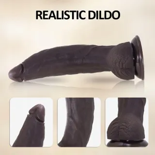 Realistische Siliconen Dildo 35cm Zwart G-Punt en Anaal — miniatuur 2