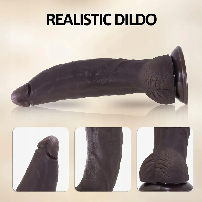 Realistische Siliconen Dildo 35cm Zwart G-Punt en Anaal — foto 2