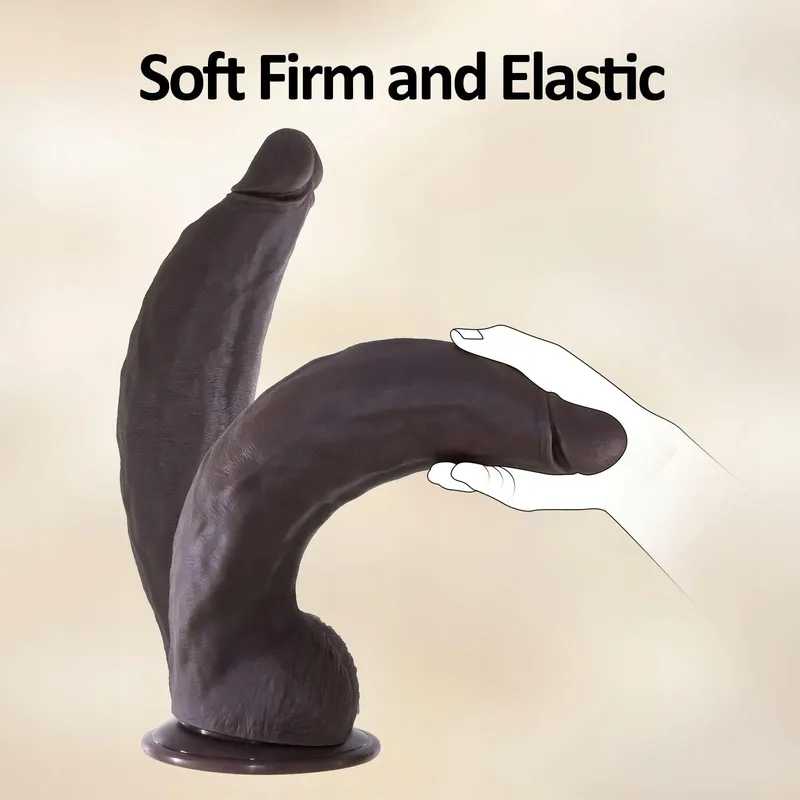 Realistische Siliconen Dildo 35cm Zwart G-Punt en Anaal — foto 4