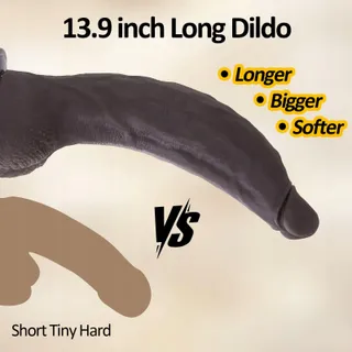 Realistische Siliconen Dildo 35cm Zwart G-Punt en Anaal — miniatuur 3