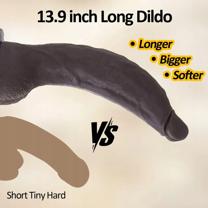 Realistische Siliconen Dildo 35cm Zwart G-Punt en Anaal — foto 3