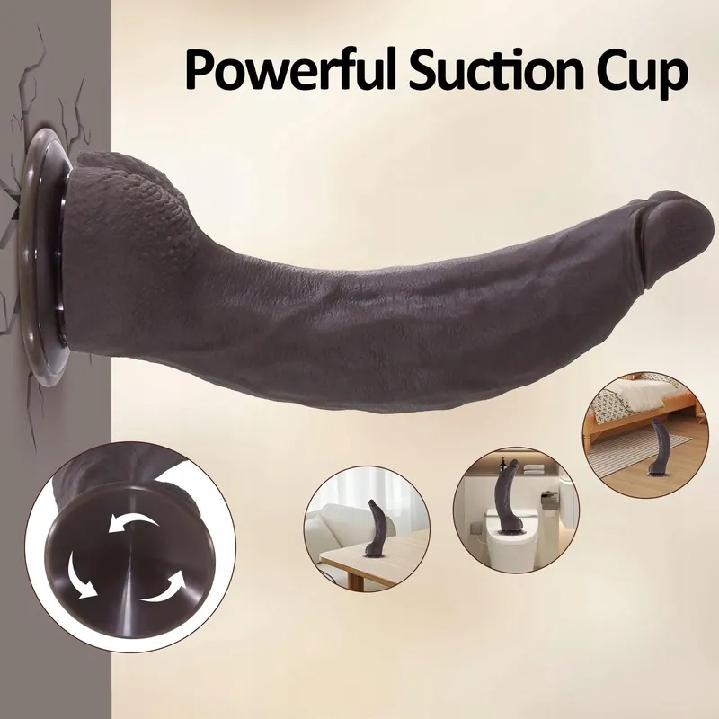 Realistische Siliconen Dildo 35cm Zwart G-Punt en Anaal — foto 5