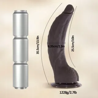 Realistische Siliconen Dildo 35cm Zwart G-Punt en Anaal — miniatuur 6