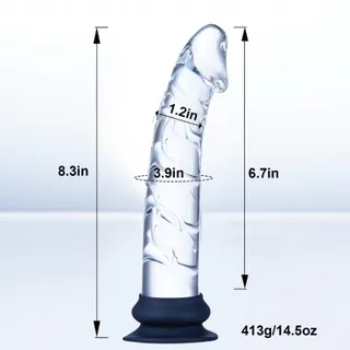 Glazen Realistische Dildo 21cm Siliconen Zuignap Koppels — miniatuur 7