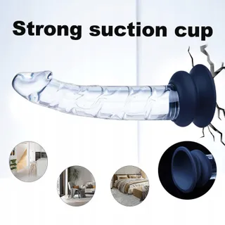 Glazen Realistische Dildo 21cm Siliconen Zuignap Koppels — miniatuur 4