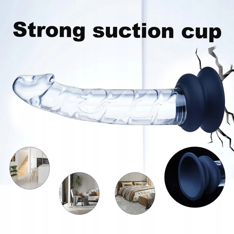 Glazen Realistische Dildo 21cm Siliconen Zuignap Koppels — foto 4