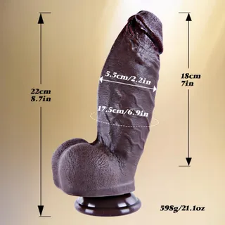 Realistische Zwarte Siliconen Dildo 22cm G-Punt — miniatuur 7