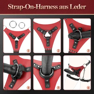 LEDERSPIEL Realistische Dildo 20cm met Leren Harnas BDSM — miniatuur 7