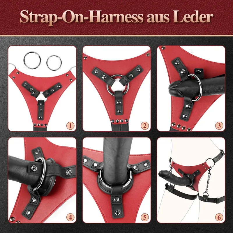 LEDERSPIEL Realistische Dildo 20cm met Leren Harnas BDSM — foto 7