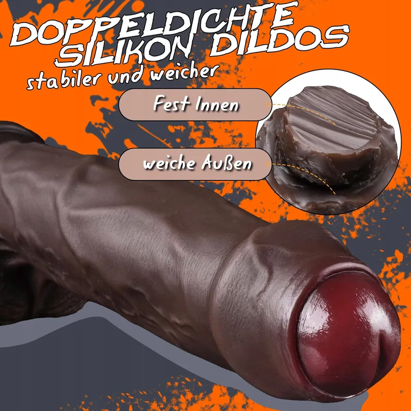 SCHWARZ Realistische XXL Dildo Silicone 24.5cm met Zuignap — foto 5
