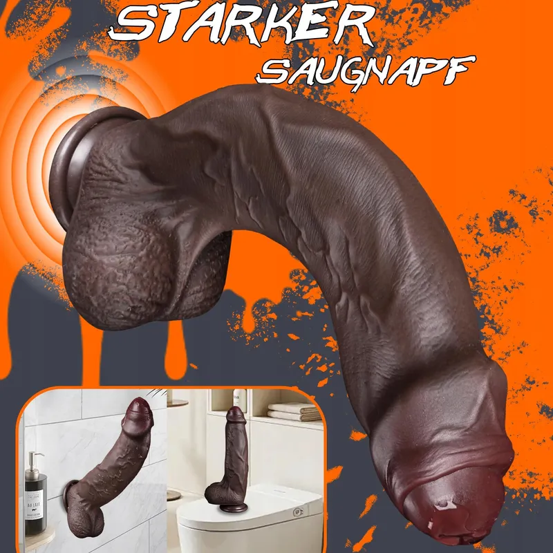 SCHWARZ Realistische XXL Dildo Silicone 24.5cm met Zuignap — foto 7