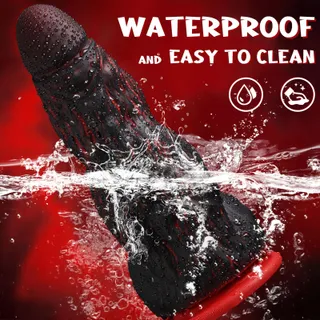 MONSTER Knot Dildo Fantasy Staart Zwart Rood Siliconen — miniatuur 7