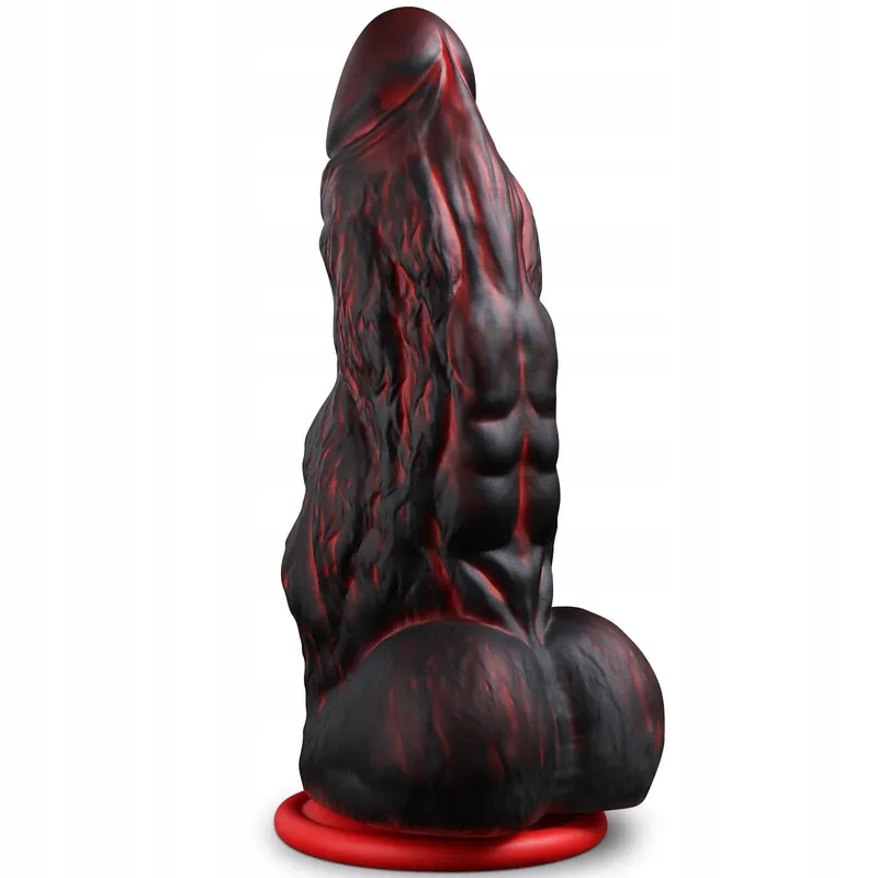 MONSTER Knot Dildo Fantasy Staart Zwart Rood Siliconen — foto 1
