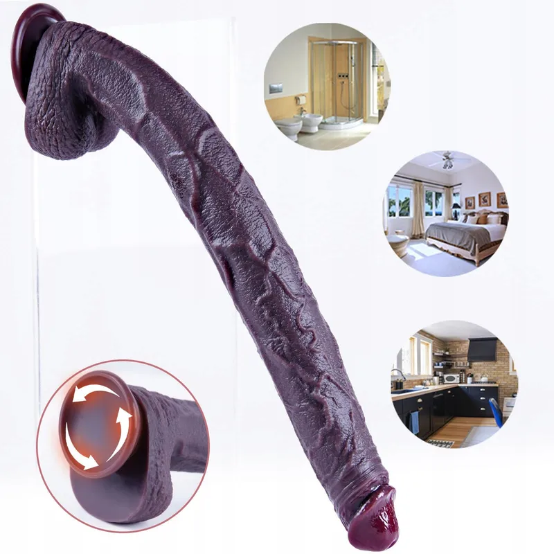 XXXL Realistische Zwarte Dildo 42cm met Zuignap Mannen Vrouwen — foto 4