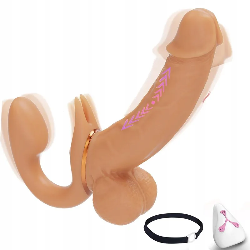 A-STOß Realistische Dubbele Dildo Strap On Siliconen Paren — foto 1