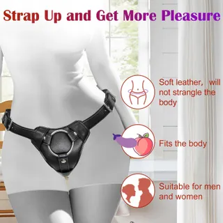 LEATHER STRAPONS Verstelbaar Leren Harnas Dildo Voor Paren — miniatuur 3