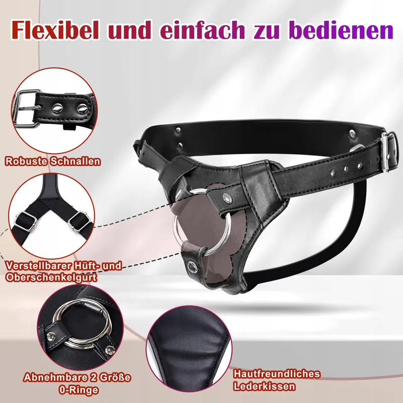 LEATHER STRAPONS Verstelbaar Leren Harnas Dildo Voor Paren — foto 5