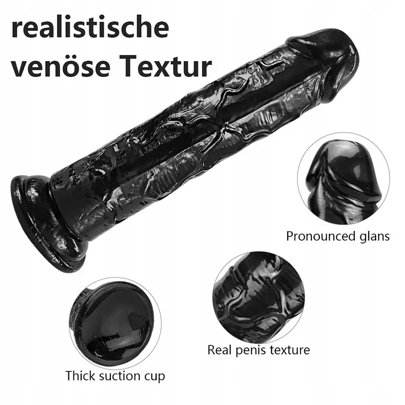 XXL Realistische Zwarte Dildo 25cm Met Zuignap G-spot Anaal — foto 5