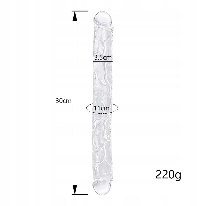 REALISTISCHER Dubbele Dildo 30cm Flexibel Transparant Voor Paren — foto 2