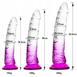 GRADIENT Doorzichtig Paars Zuignapdildo 3 Maten — miniatuur 4