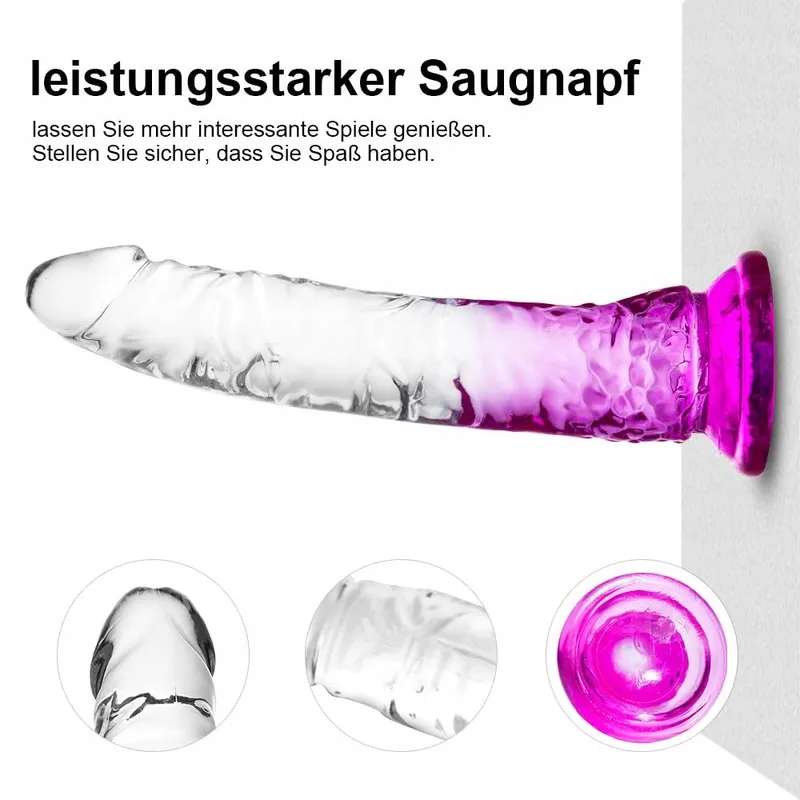 GRADIENT Doorzichtig Paars Zuignapdildo 3 Maten — foto 2