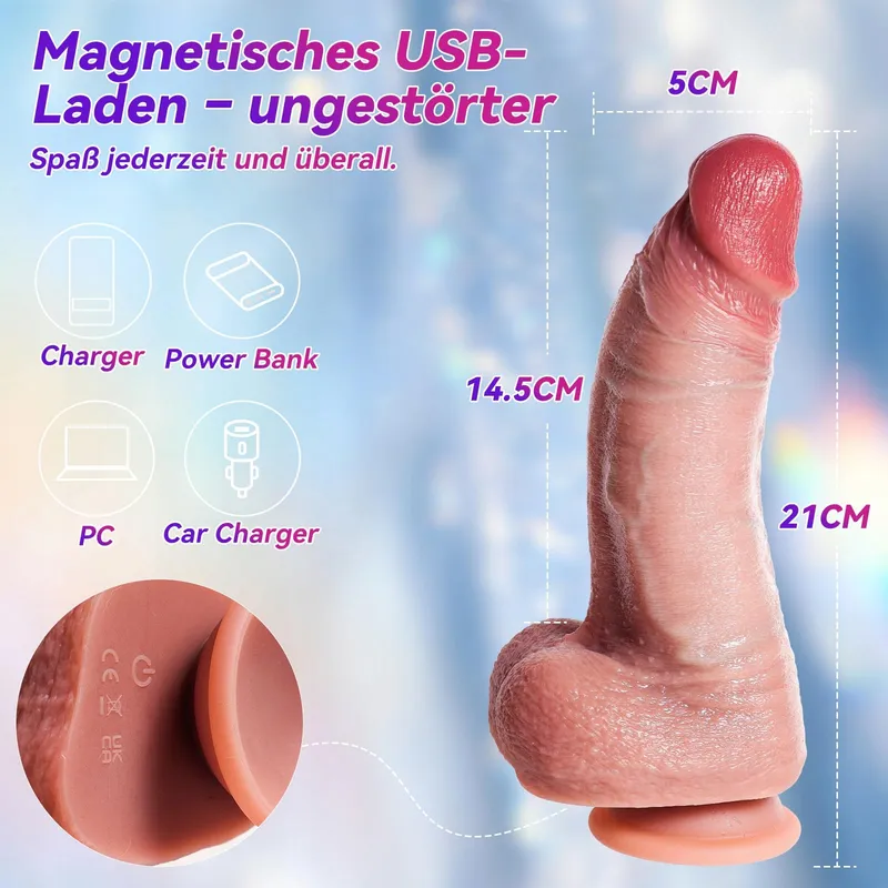 XXL Realistische Vibrator Dildo 21cm Siliconen Zuignap — foto 4