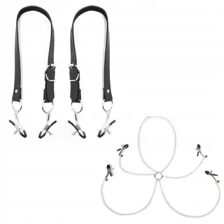AMZII 4-in-1 Tepelklemmen Clitoris Clip met Ketting Bel Choker — miniatuur 1