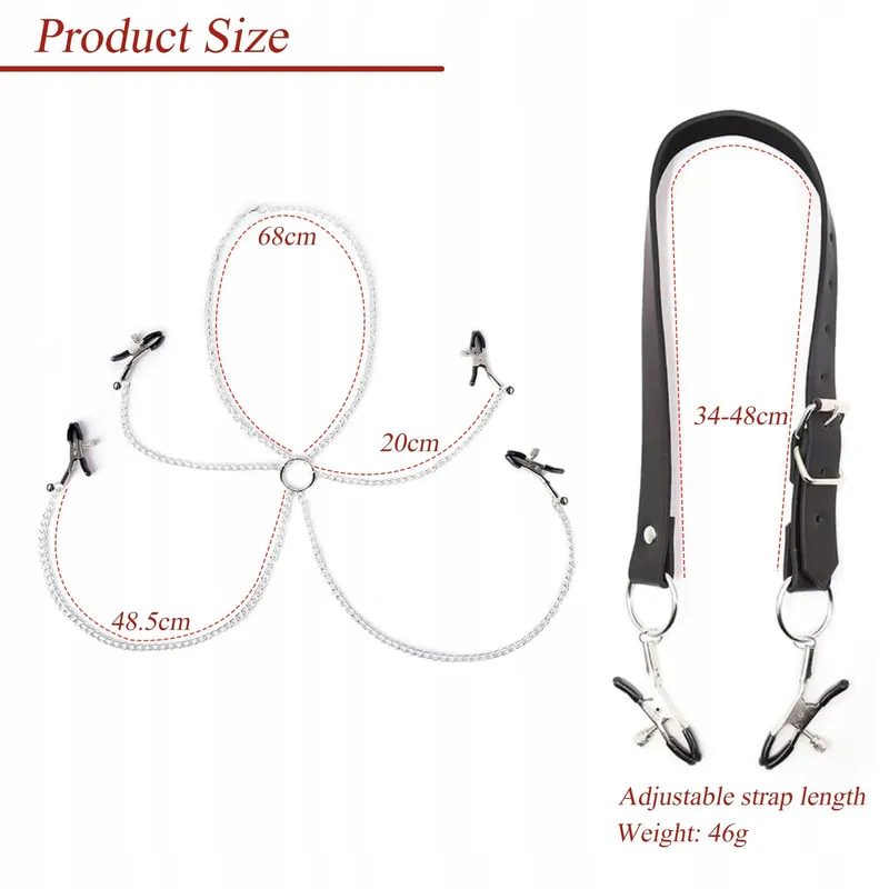 AMZII 4-in-1 Tepelklemmen Clitoris Clip met Ketting Bel Choker β foto 6