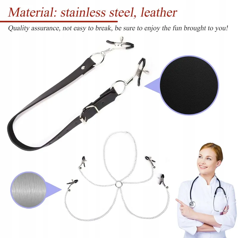 AMZII 4-in-1 Tepelklemmen Clitoris Clip met Ketting Bel Choker β foto 2