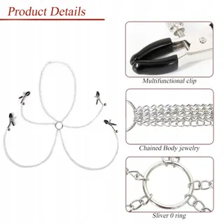 AMZII 4-in-1 Tepelklemmen Clitoris Clip met Ketting Bel Choker — miniatuur 3