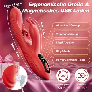 DILDO VIBRATOR Vrouwen G-Punt Stimulator 9 Vibratie Pulsatie — miniatuur 5