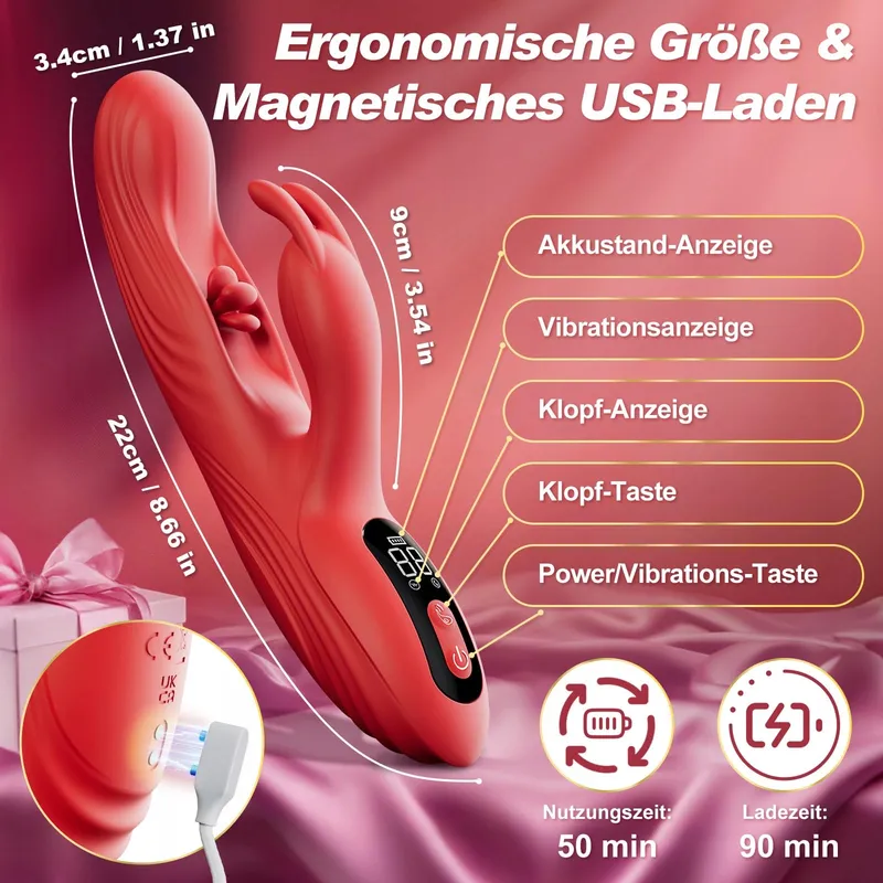 DILDO VIBRATOR Vrouwen G-Punt Stimulator 9 Vibratie Pulsatie — foto 5