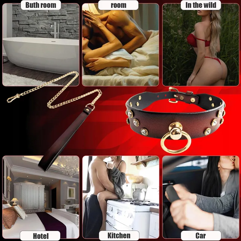 DEOLIKSEXR Leren Halsband O-ring BDSM Verstelbaar Voor Paren Bruin — foto 6