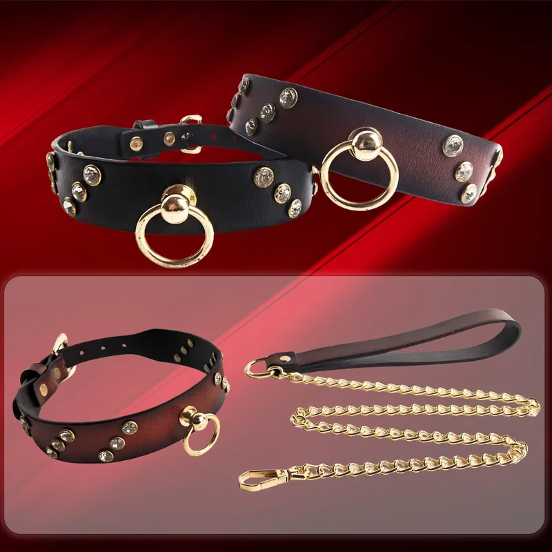 DEOLIKSEXR Leren Halsband O-ring BDSM Verstelbaar Voor Paren Bruin — foto 7