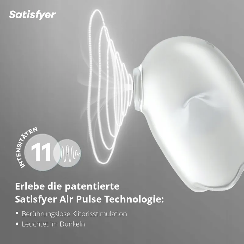 SATISFYER Glowing Ghost Air Pulse Vibrator 2-in-1 Waterdicht Wit — foto 2