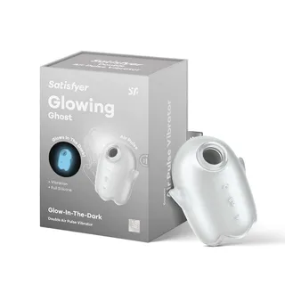 SATISFYER Glowing Ghost Air Pulse Vibrator 2-in-1 Waterdicht Wit — miniatuur 1