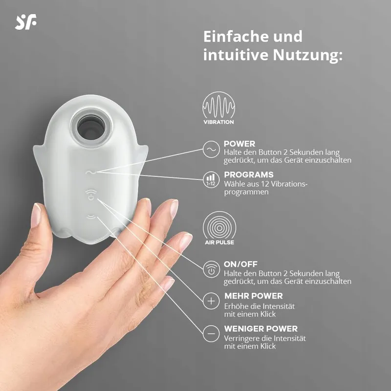 SATISFYER Glowing Ghost Air Pulse Vibrator 2-in-1 Waterdicht Wit — foto 3