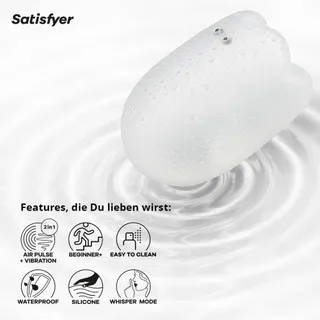 SATISFYER Glowing Ghost Air Pulse Vibrator 2-in-1 Waterdicht Wit — miniatuur 4